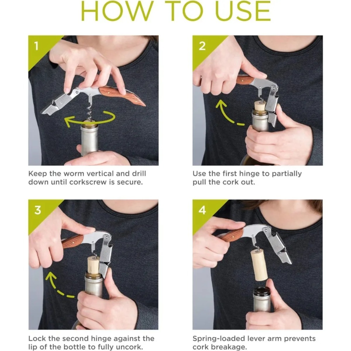 Cavatappi durevole in acciaio  - Cork Screw Lever recensione e prezzo